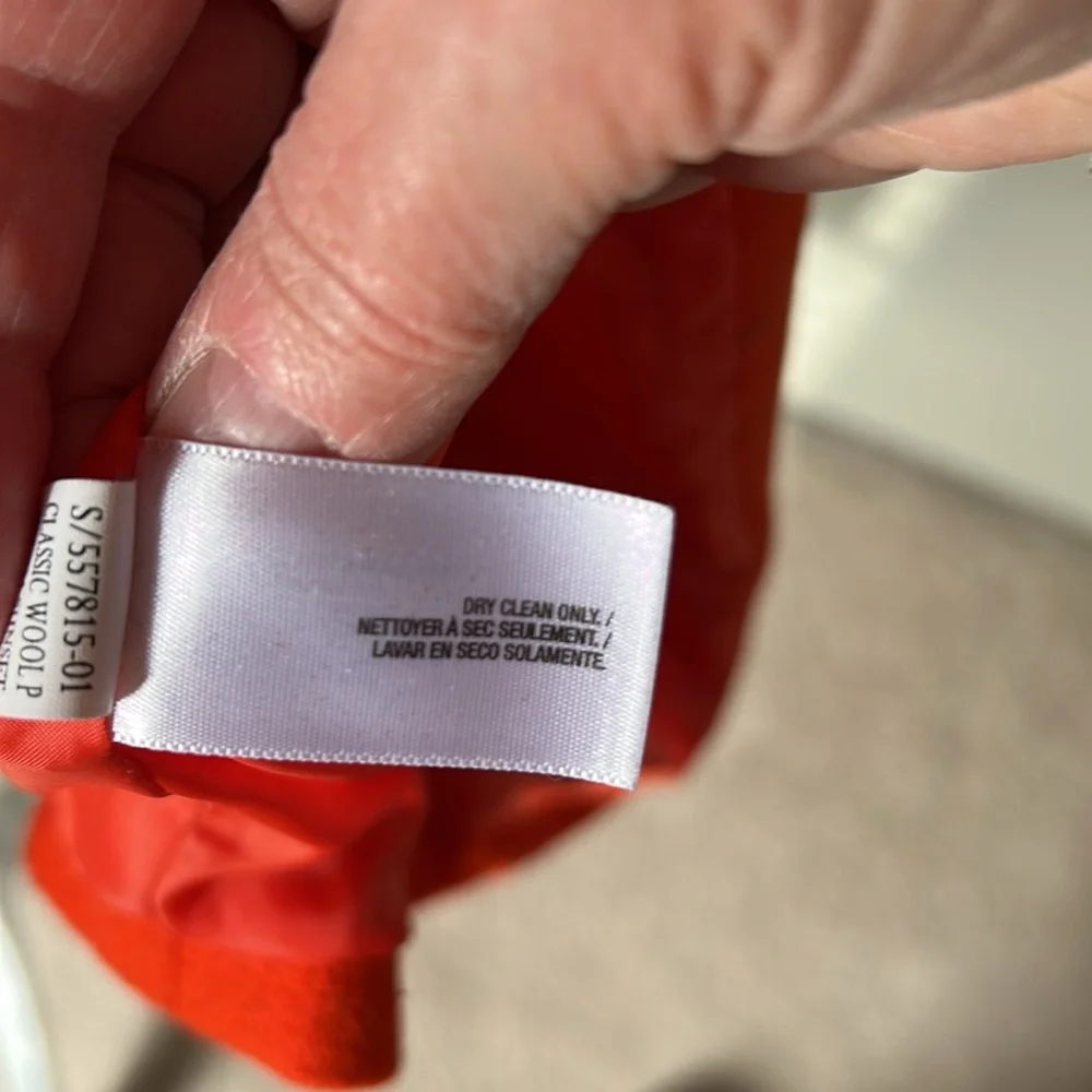 Old Navy Bright Orange Pea Coat, size Large, belted back, front pockets - Picture 5 of 6